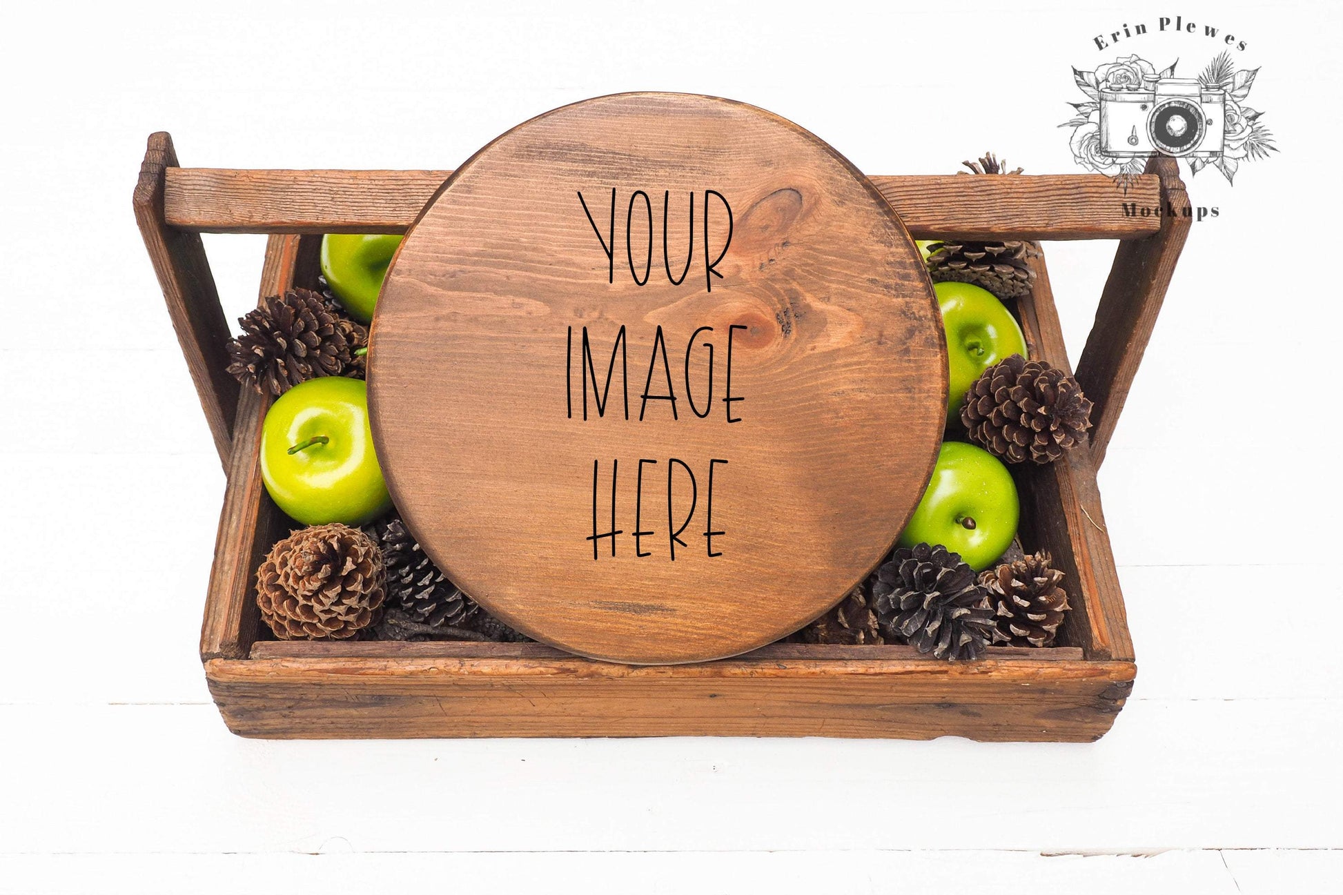 Erin Plewes Mockups Wood Round Sign Mockup, Wood Sign Mock-up, Farmhouse Style Stock Photo, Wood Frame Mock Up Autumn