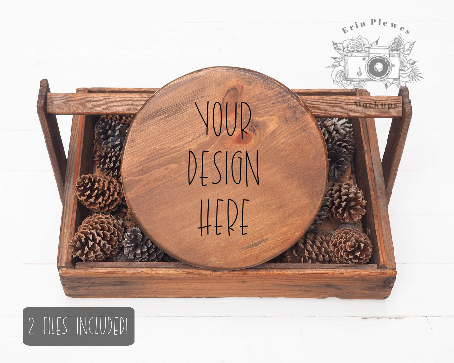 Erin Plewes Mockups Wood Sign Mockup, Round Wood Sign Mock-up, Farmhouse Style Mock Up, Wood Frame Mock Up