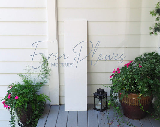 Erin Plewes Mockups Wood Sign Mockup, White Sign Mock Up 12" x 48", Large Wood Frame Mock-up 1' x 4',  Vertical Yard Sign Mockup