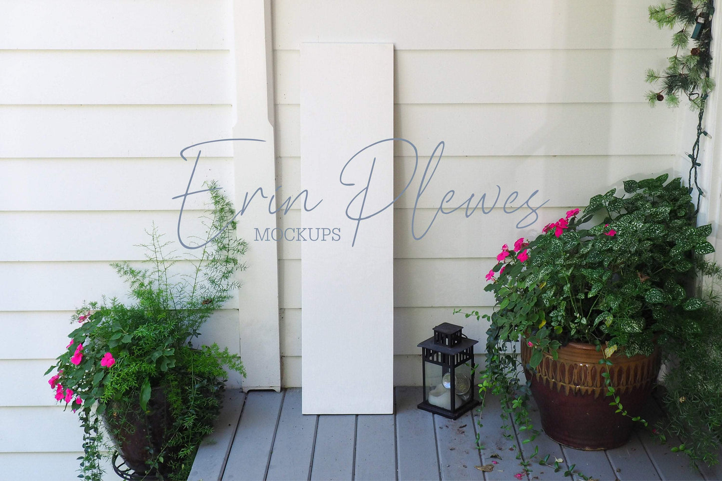 Erin Plewes Mockups Wood Sign Mockup, White Sign Mock Up 12" x 48", Large Wood Frame Mock-up 1' x 4',  Vertical Yard Sign Mockup