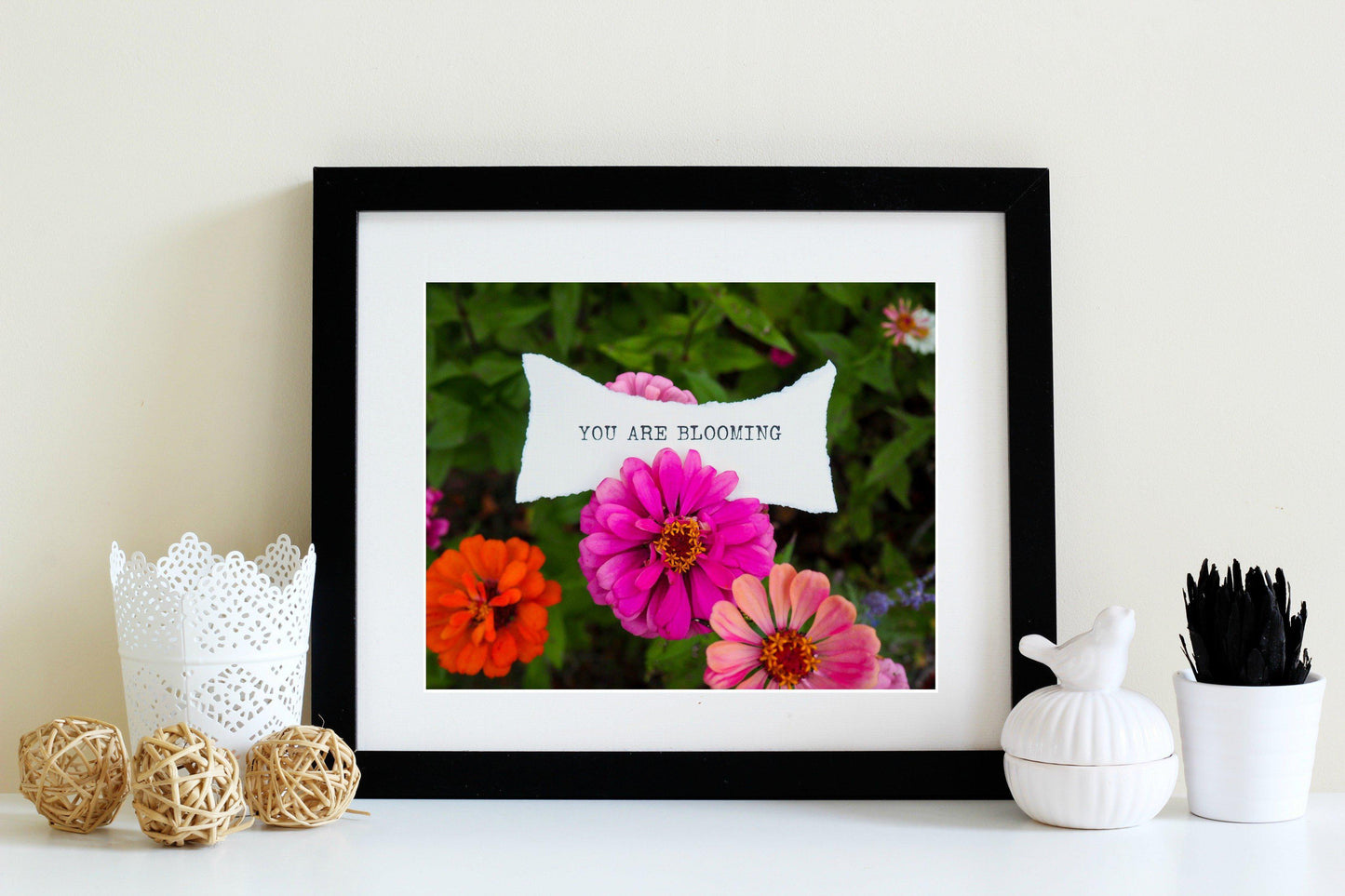 You Are Blooming Floral Wall Art | 8x10 Pink Zinnia Flowers Print