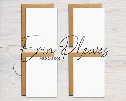 A2 Card Mockup Kraft Envelopes, Front Back Greeting Card Mockups, Vertical Card Mock Ups, Jpeg Instant Digital Download