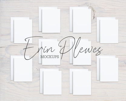 A2 Card Mockup Suite with Envelopes x 10, Front Back Greeting Card Mock Up, Stationery Suite Mock Ups, Jpeg Instant Digital Download