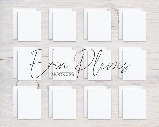 A2 Card Mockup Suite with Envelopes, Front Back Greeting Card Mock Up x 12, Stationery Suite Mock Ups, Jpeg Instant Digital Download