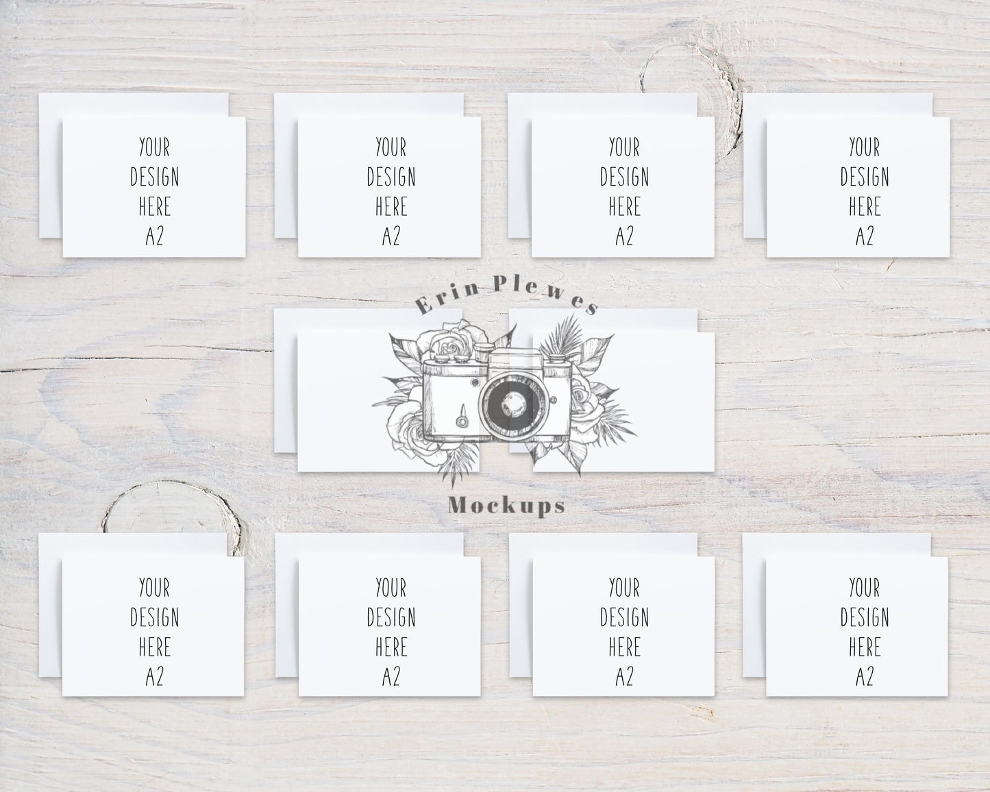 A2 Card Mockup Suite with Envelopes, Front Back Greeting Card Mock Up x 10, Stationery Suite Mock Ups, Jpeg Instant Digital Download