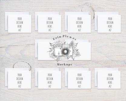 A2 Card Mockup Suite with Envelopes, Front Back Greeting Card Mock Up x 10, Stationery Suite Mock Ups, Jpeg Instant Digital Download