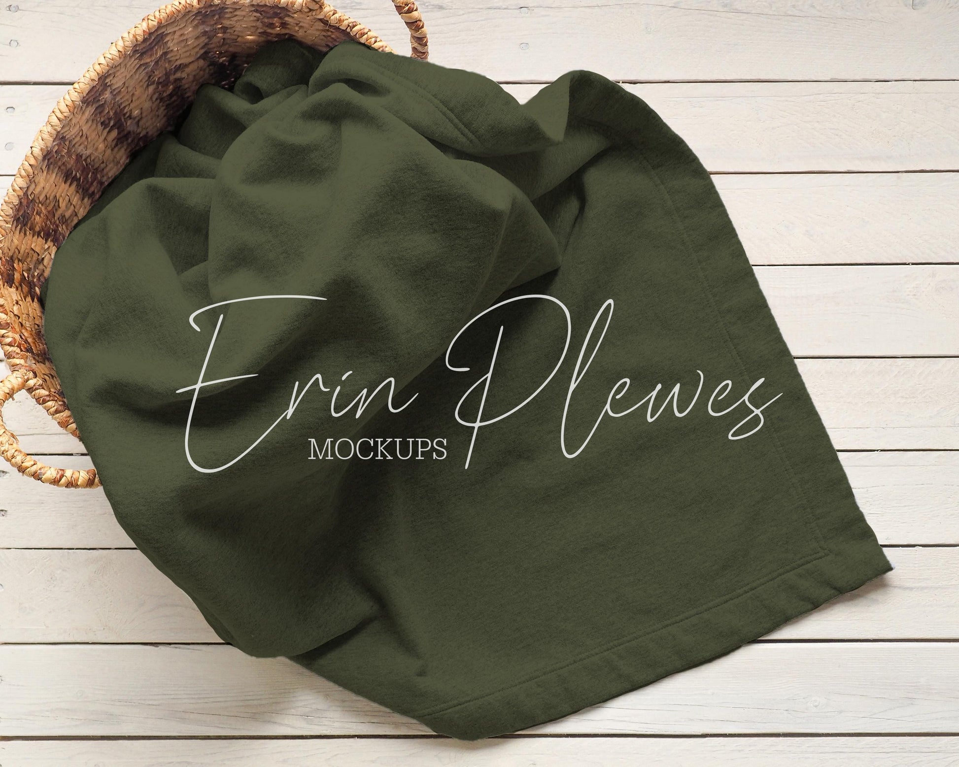 Stadium Blanket Mockup Green, Green blanket mockup in a basket for lifestyle stock photography, Blanket mock up jpeg digital download