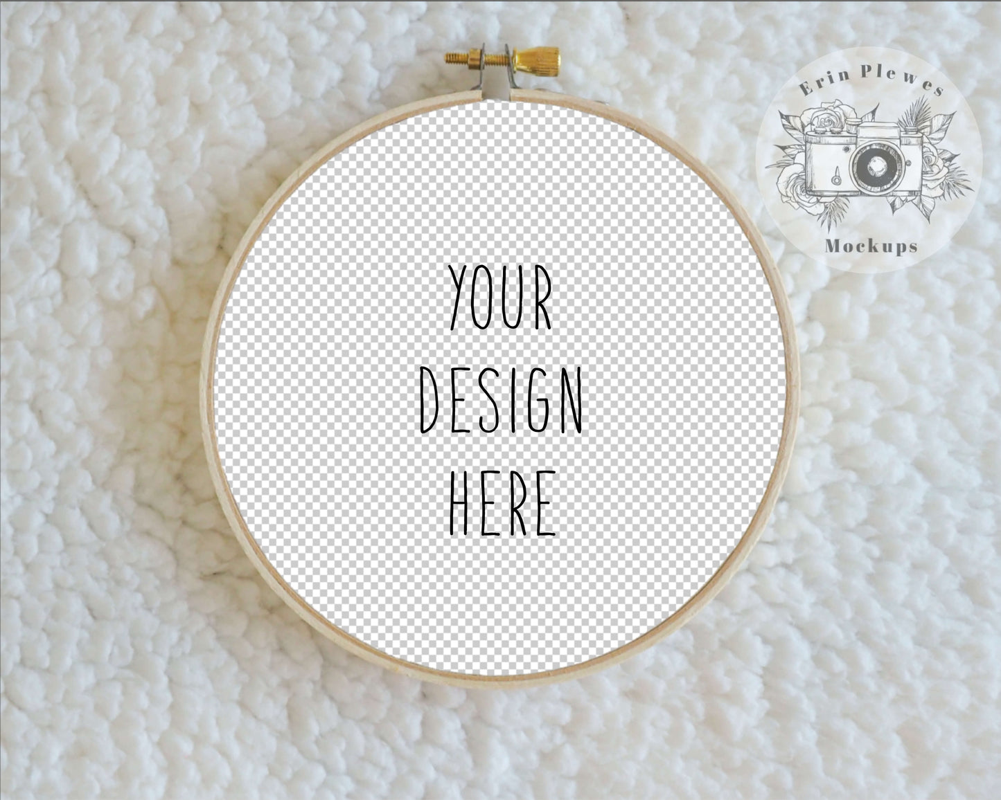 Embroidery Hoop Mockup sherpa background PNG example 