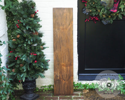 Brown Outdoor Wood Sign Mockup Christmas Tree with Farmhouse Christmas Wreath Erin Plewes Mockups