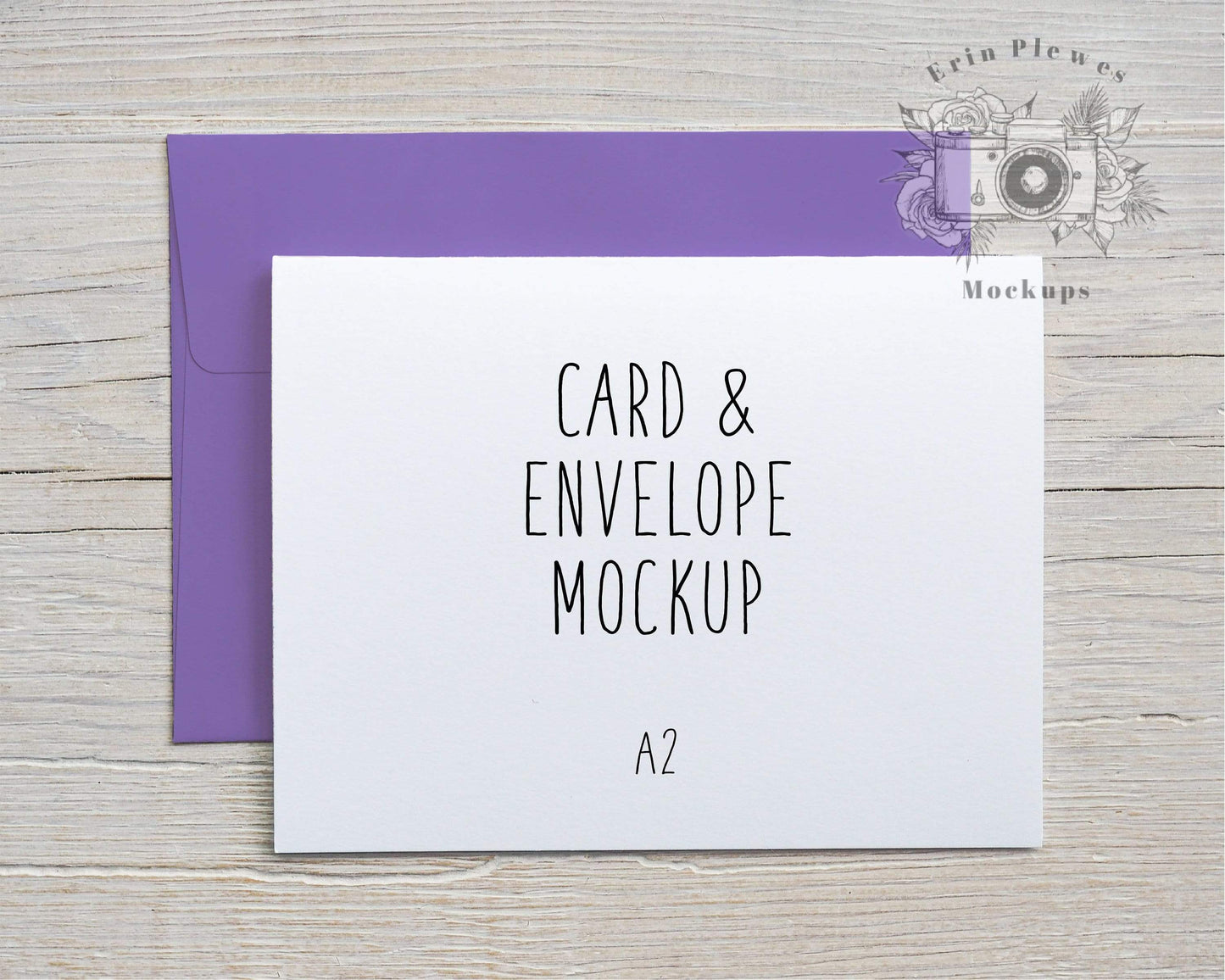 Erin Plewes Mockups Mockup Card Mockup Purple Envelope A2 , Thank You Card Mock Up, A2 Invitation Flat Lay with Envelope, Jpeg Instant Digital Download