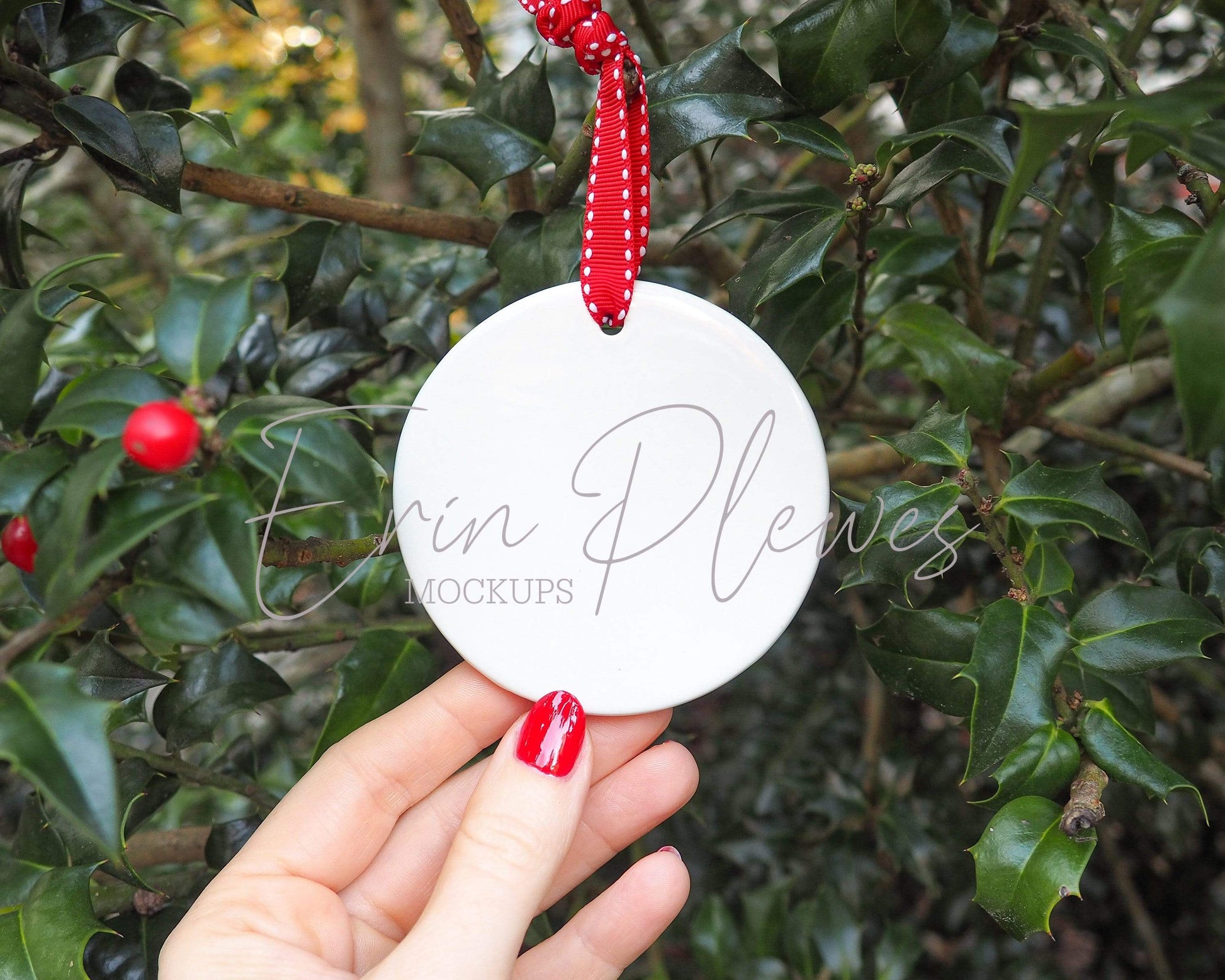 Erin Plewes Mockups Mockup Christmas mockup round ornament, white blank Holiday decoration mock-up for template design and stock photography, JPG PNG Digital Download