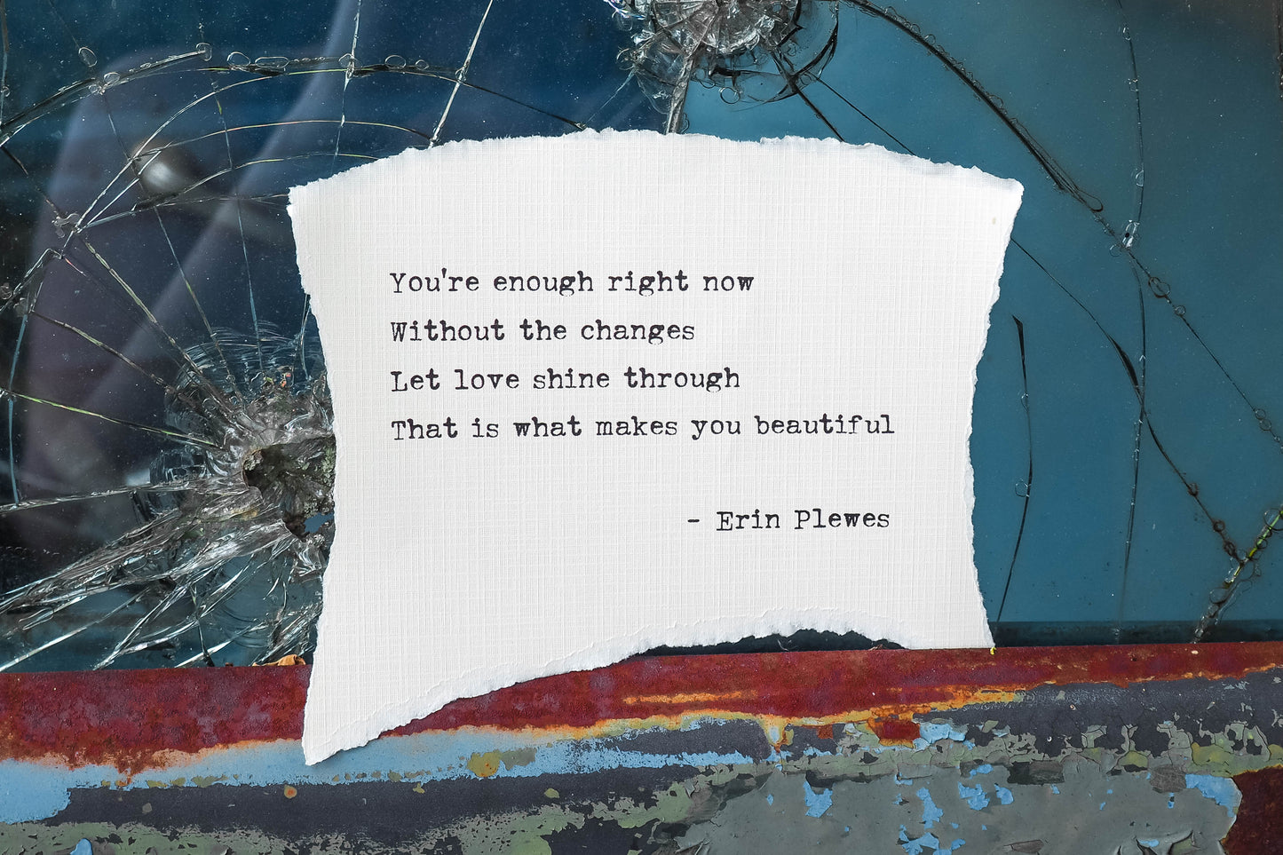 "You Are Enough" Blue Inspirational Poem Artwork | Unique Desk Decor