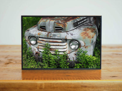 Blue and Rust Vintage Ford Truck Photo Man Cave Gift | Desk Decor