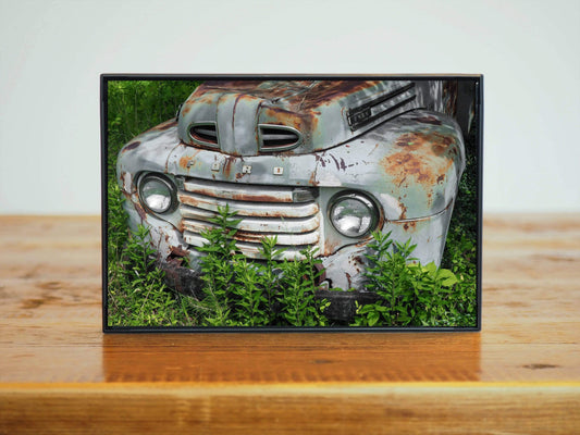 Blue and Rust Vintage Ford Truck Photo Man Cave Gift | Desk Decor
