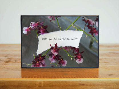 Bridesmaid Proposal Gift Framed Art Purple Orchids | Boho Chic Wedding