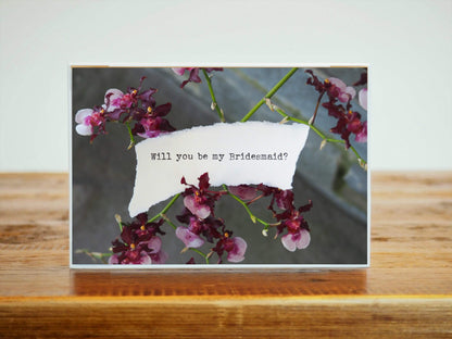 Bridesmaid Proposal Gift Framed Art Purple Orchids | Boho Chic Wedding