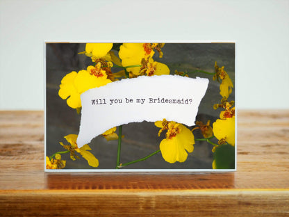 Bridesmaid Proposal Gift Framed Art Yellow Orchids | Boho Chic Wedding