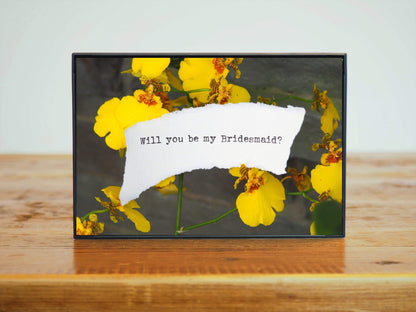 Bridesmaid Proposal Gift Framed Art Yellow Orchids | Boho Chic Wedding