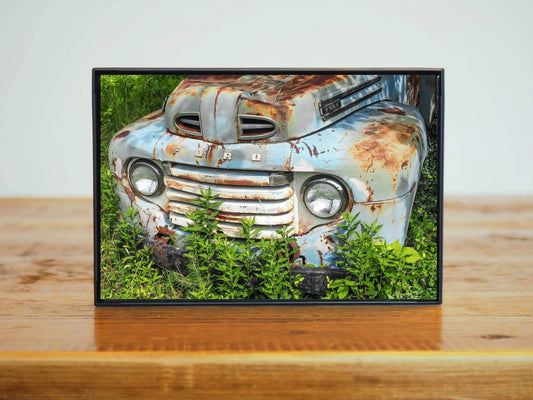 Bright Blue Vintage Ford Truck Photo Nature Art Gift | Home Decor