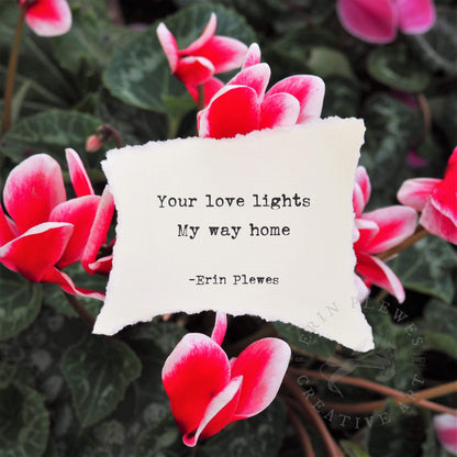 "Lights My Way Home" Floral Framed Mini Love Poem Artwork | Desk Decor