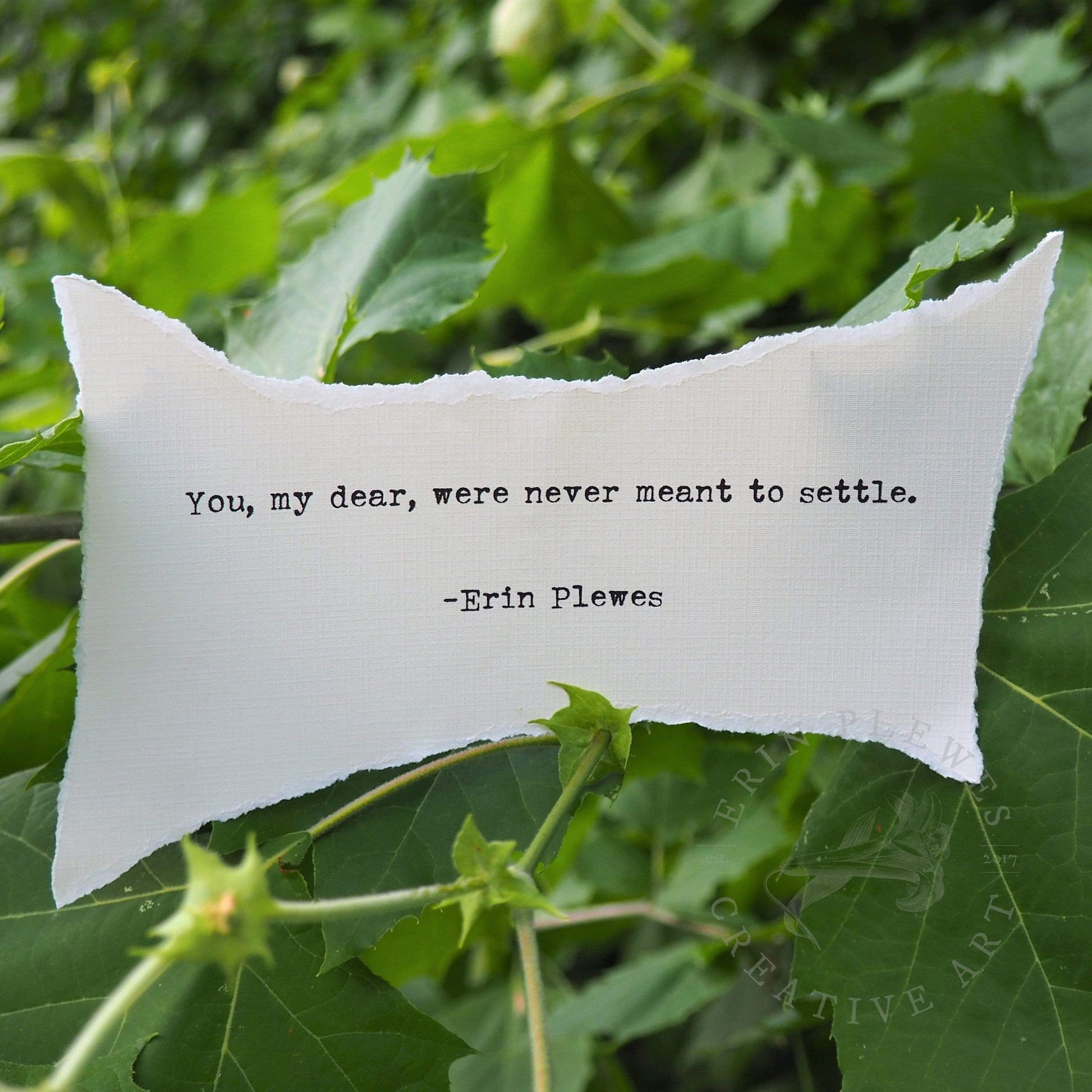 Never Meant To Settle Poem Ripped Paper Green Leaves Erin Plewes Creative Art