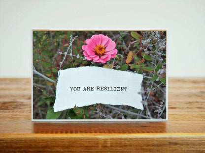 "You Are Resilient" Pink Zinnia Inspirational Artwork | Nature Gift