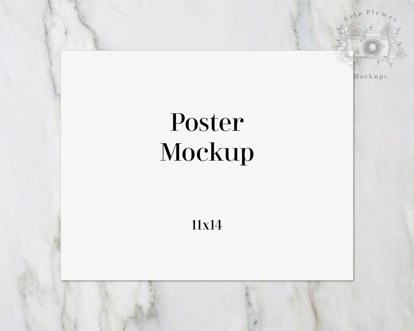 Erin Plewes Mockups 11x14 Poster Mockup Horizontal, Paper mockup on marble, Clean minimal print mock up Jpeg Instant Digital Download