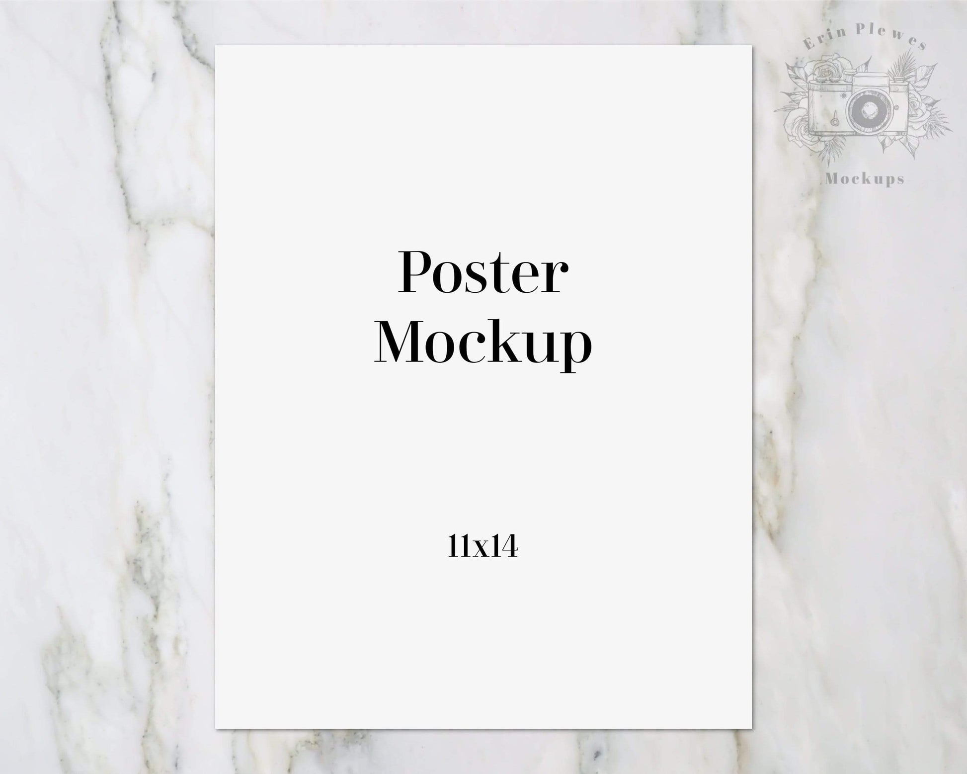 Erin Plewes Mockups 11x14 Poster Mockup, Print mock-up on gray marble lifestyle stock photo, Minimal Paper Mock up, Poster Flat Lay