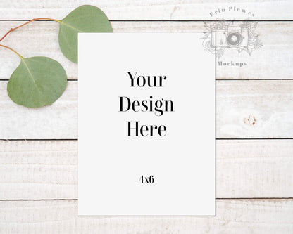 Erin Plewes Mockups 4x6 Card Mockup, 4"x6" Print Mock up on Rustic Wood, 4 x 6 Card Flat Lay Stock Photo, Instant Digital Download Jpeg Template