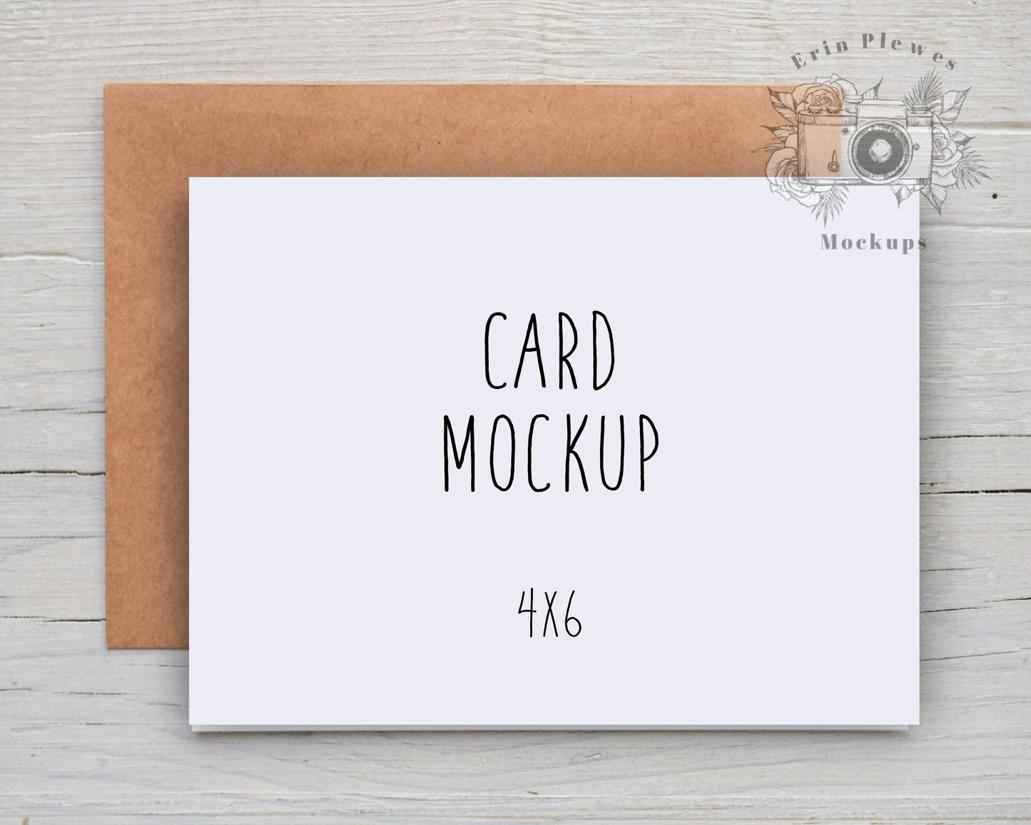 Erin Plewes Mockups 4x6 Card Mockup with Kraft Envelope, 4"x6" Thank You Card Mock Up for Rustic Wedding, Jpeg Instant Digital Download
