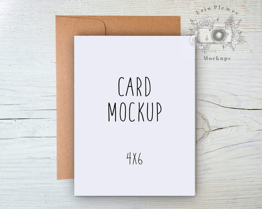 Erin Plewes Mockups 4x6 Greeting card mockup with kraft envelope, 4"x6" Thank you card mock-up for rustic wedding, Jpeg Instant Digital Download