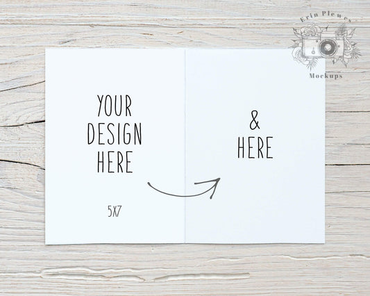 Erin Plewes Mockups 5x7 Card Mockup Inside, Greeting Card Front and Back Mock-up for Rustic Wedding, Interior Card Stock Photo, Jpeg Instant Digital Download