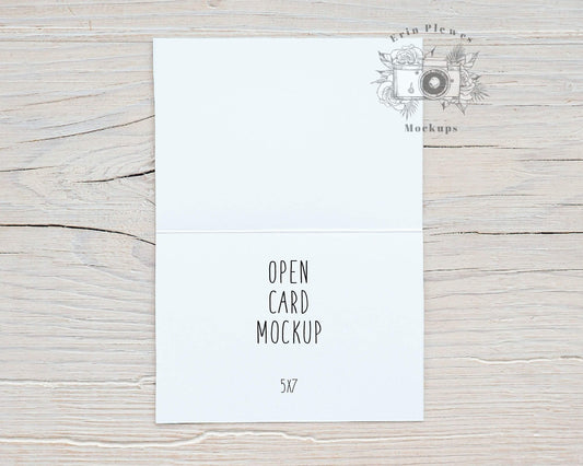 Erin Plewes Mockups 5x7 Card Mockup Open, Greeting Card Front and Back Mock-up for Rustic Wedding, Inside Card Stock Photo, Jpeg Instant Digital Download