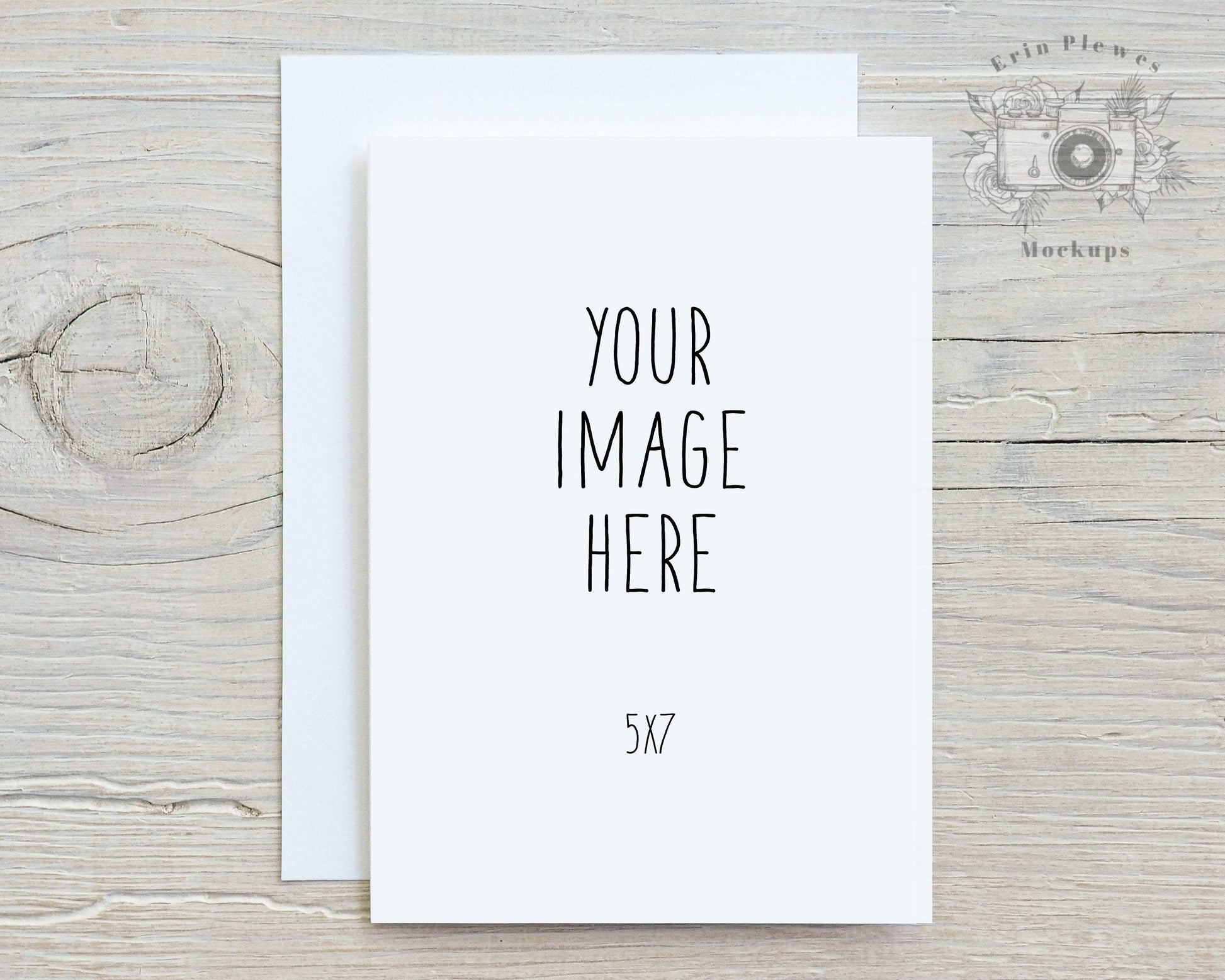 Erin Plewes Mockups 5x7 Greeting card mockup with white envelope, Thank you card mock-up for rustic wedding and lifestyle photo, Jpeg Instant Digital Download