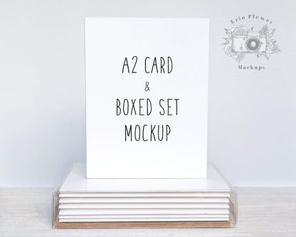 Erin Plewes Mockups A2 Card Mockup Box Set, Greeting Card Mockup Set, Stationery Mock-up Lifestyle Photo, Instant Digital Download Jpeg Template