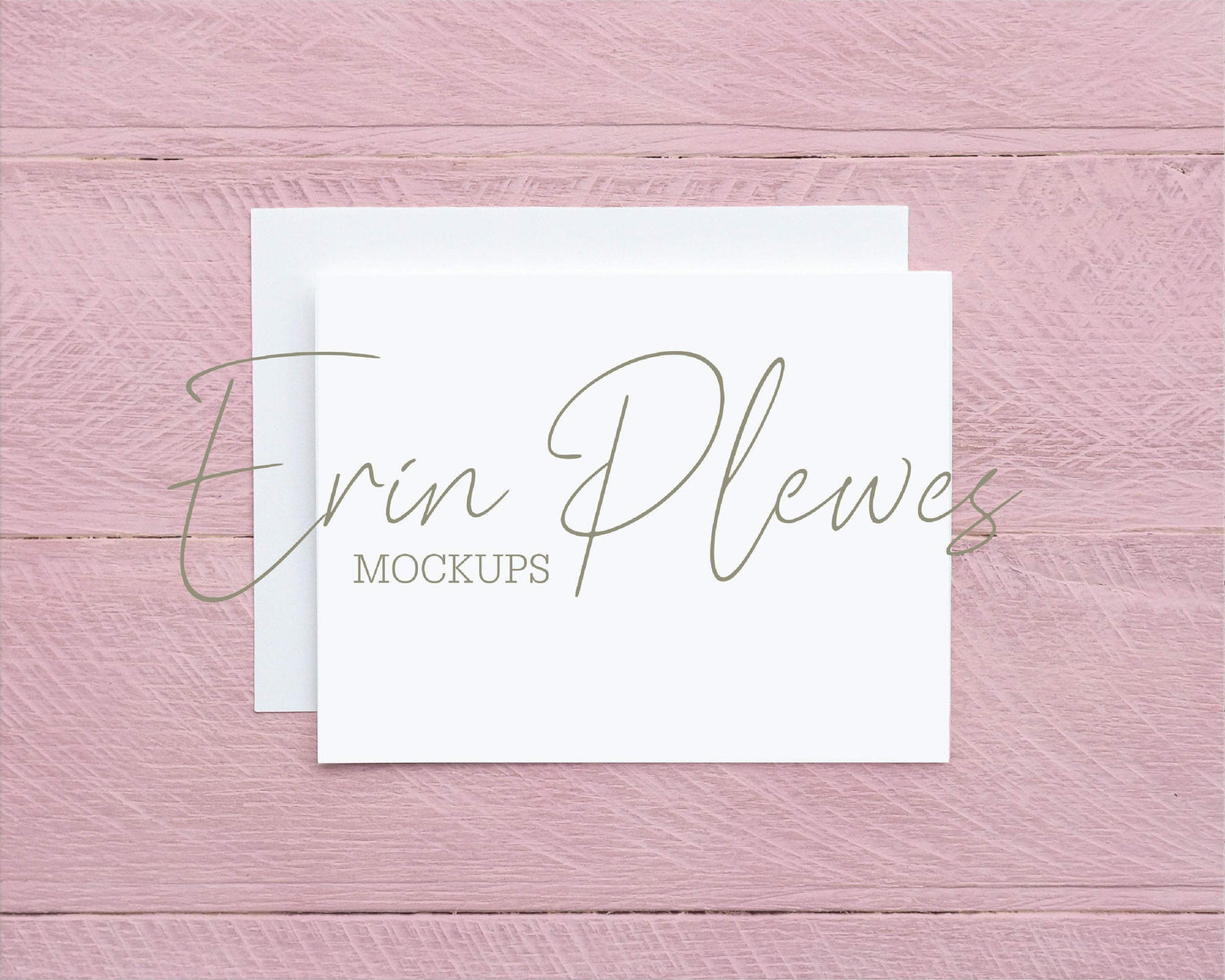 Erin Plewes Mockups A2 Card Mockup, Greeting Card Mock Up with White Envelope on Pink Background, Feminine Invitation Flat Lay, Jpeg Instant Digital Download