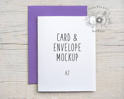 Erin Plewes Mockups A2 Card Mockup Purple Envelope, Greeting Card Mock Up Vertical, Invitation Styled Stock Photo, Jpeg Instant Digital Download