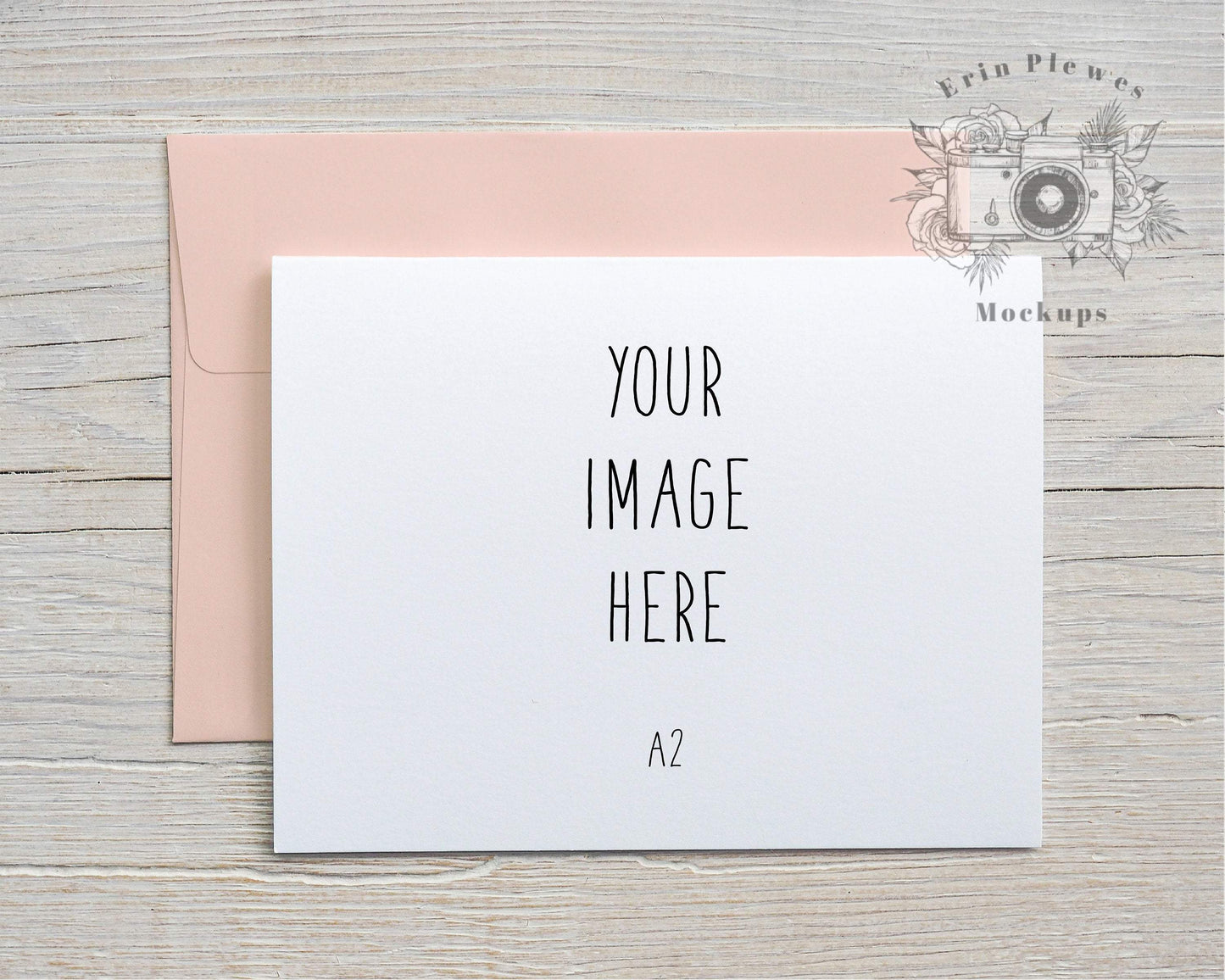 Erin Plewes Mockups A2 Card Mockup with Pink Envelope Landscape, Digital Download