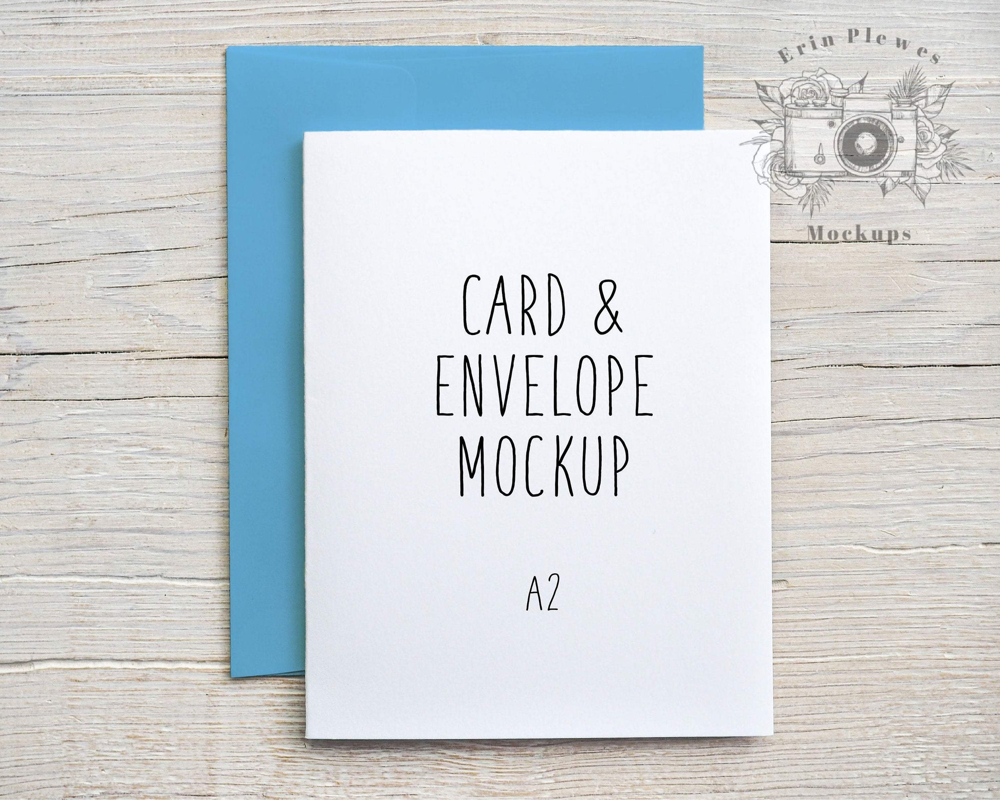 Erin Plewes Mockups A2 Greeting card mockup with bright blue envelope, Thank you card mock-up, Birthday card envelope mock up, Jpeg Instant Digital Download