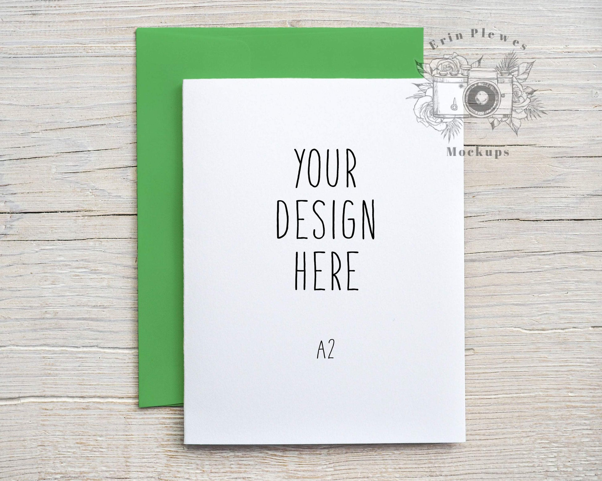 Erin Plewes Mockups A2 Greeting card mockup with bright green envelope, Thank you card mock-up, Birthday card envelope mock up, Jpeg Instant Digital Download