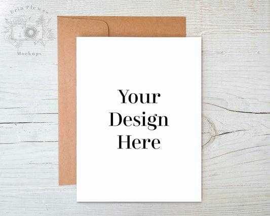 Erin Plewes Mockups A2 Greeting card mockup with kraft envelope, Thank you card mock-up for rustic wedding and lifestyle photo, Jpeg Instant Digital Download