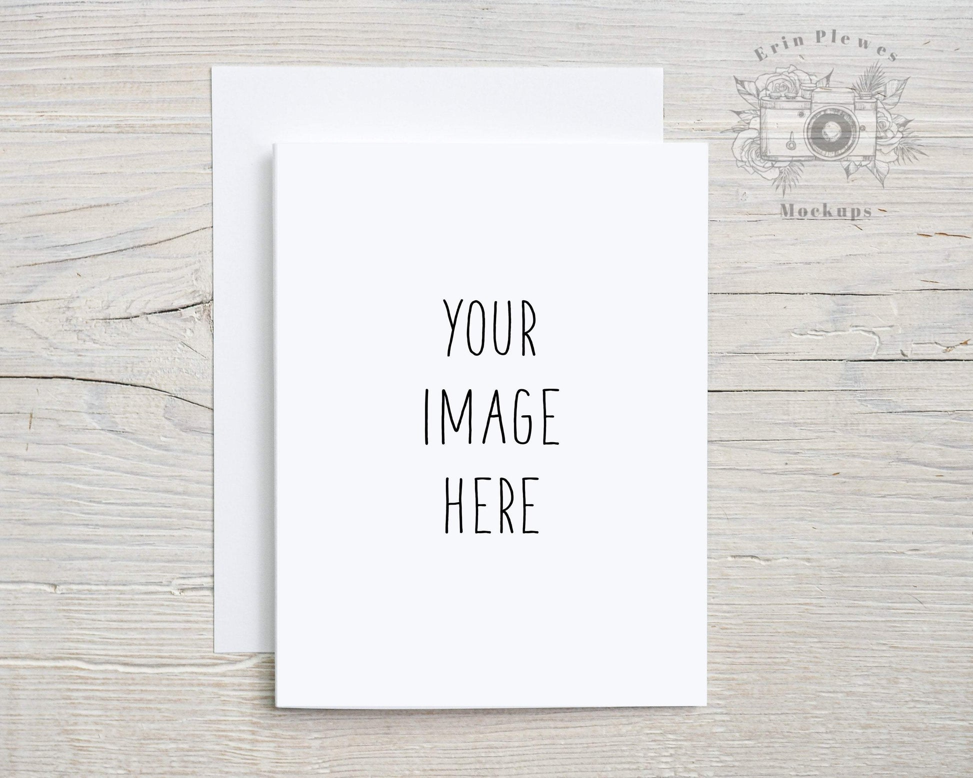 Erin Plewes Mockups A2 Greeting card mockup with white envelope, Thank you card mock-up for rustic wedding and lifestyle photo, Jpeg Instant Digital Download