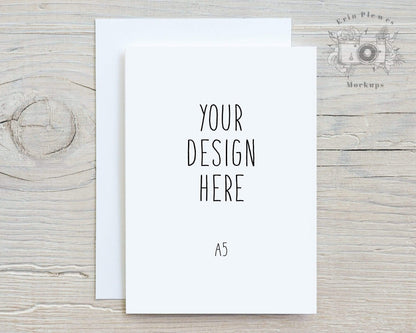Erin Plewes Mockups A5 Greeting card mockup with white envelope, Thank you card mock-up for rustic wedding and lifestyle photo, Jpeg Instant Digital Download