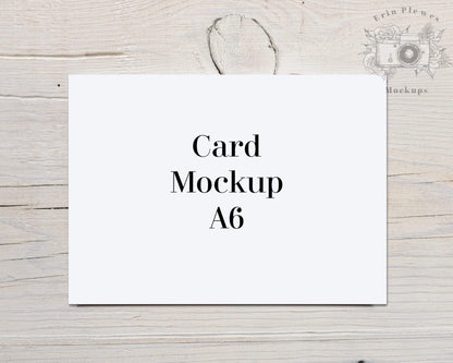 Erin Plewes Mockups A6 Card mockup, Thank you card mock-up for rustic wedding and lifestyle photo on white wood, Jpeg Instant Digital Download Landscape