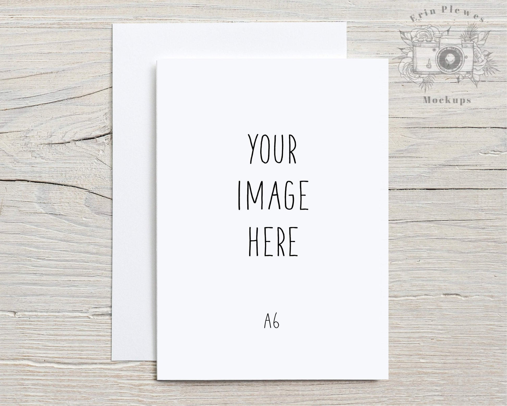 Erin Plewes Mockups A6 Greeting card mockup with white envelope, Thank you card mock-up size A 6 for rustic wedding invitation, Jpeg Instant Digital Download
