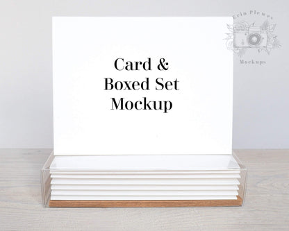 Erin Plewes Mockups Boxed Card Set Mockup, Invitation mockup for rustic wedding with boxed set of thank you notes, Jpeg Instant Digital Download Template