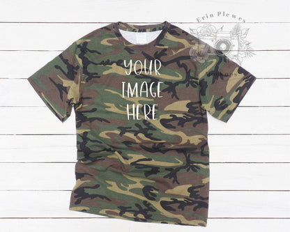 Erin Plewes Mockups Camo T Shirt Mockup, Military Camo Tshirt Mockup for Lifestyle Stock Photos, Instant Digital Download Jpeg