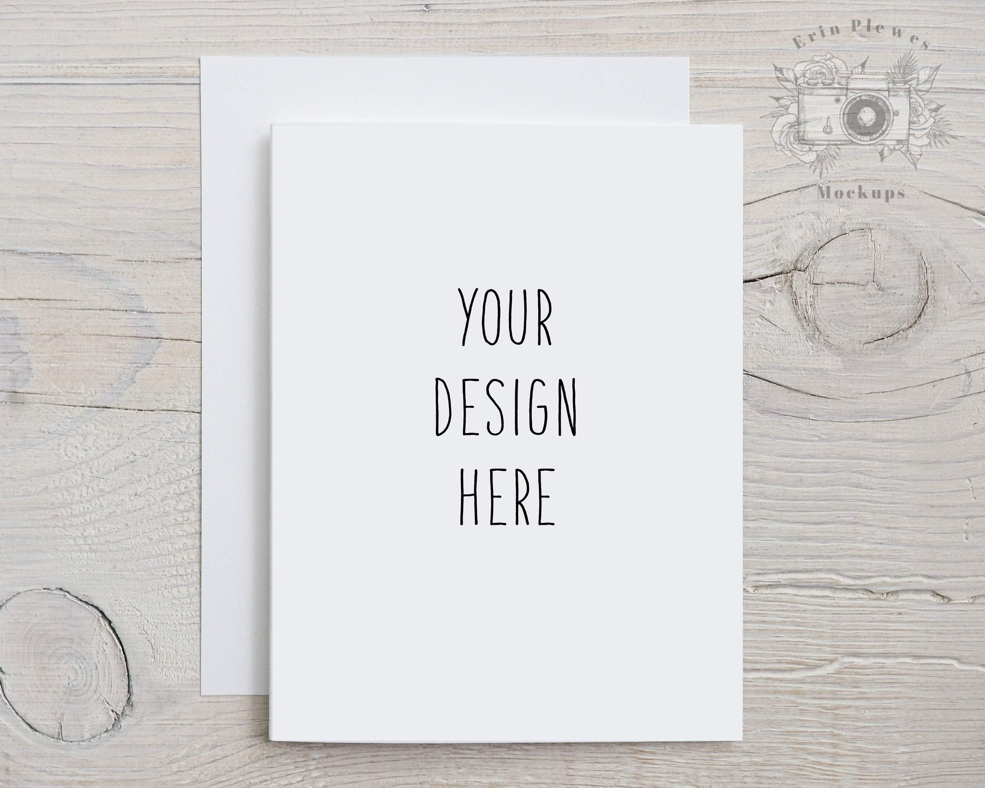 Erin Plewes Mockups Card Mockup A2, Greeting Card Mockup with White Envelope, Thank You Card Mock Up, Instant Digital Download Template