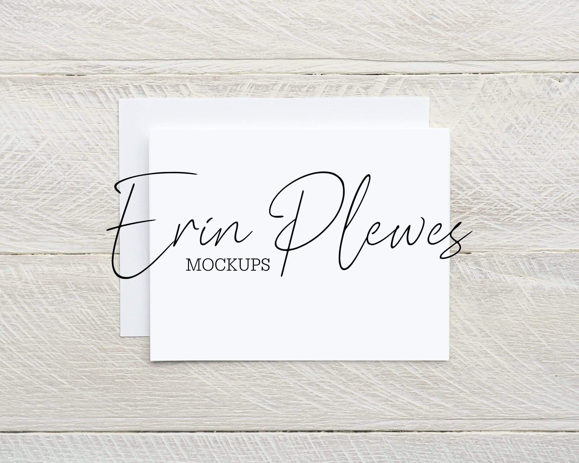 Erin Plewes Mockups Card Mockup with White Envelope A2, Invitation Mock Up, Greeting Card Stock Photo on Shiplap Wood, Jpeg Instant Digital Download Template