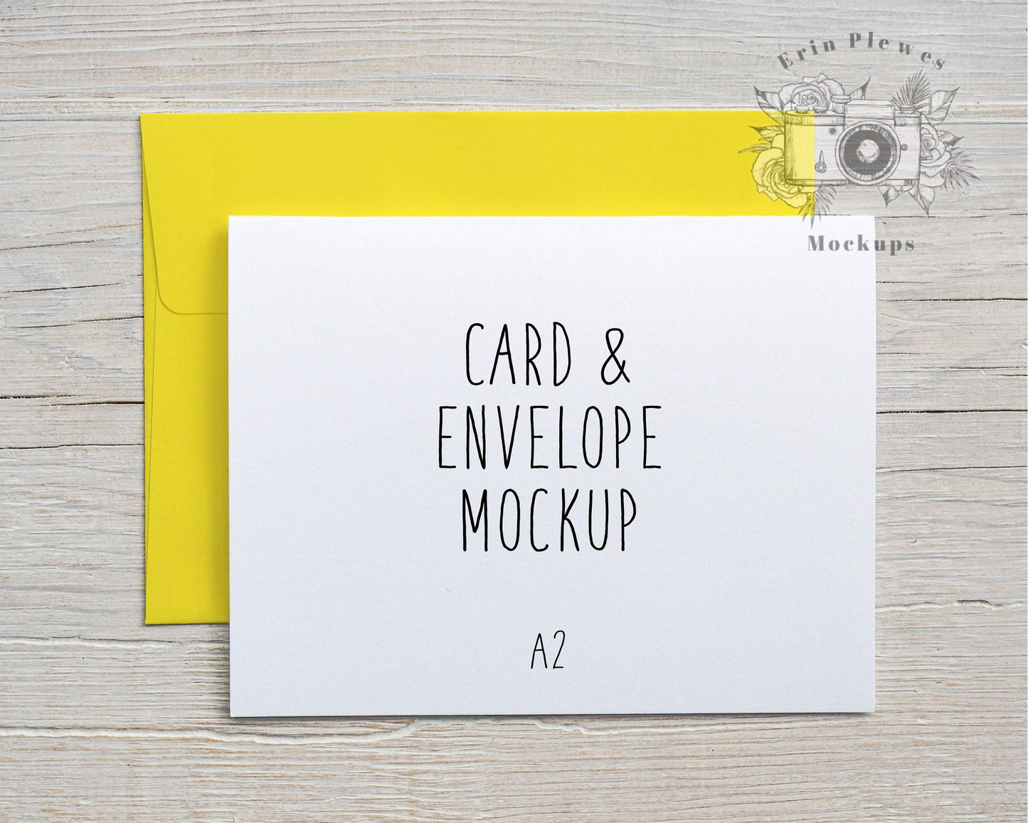 Erin Plewes Mockups Card Mockup Yellow Envelope A2 , Thank You Card Mock Up, A2 Invitation Flatlay with Envelope, Jpeg Instant Digital Download